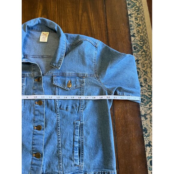 Faded Glory Button Down Classic Trucker Jean Jacket Large Stretch Classic - Picture 8 of 9